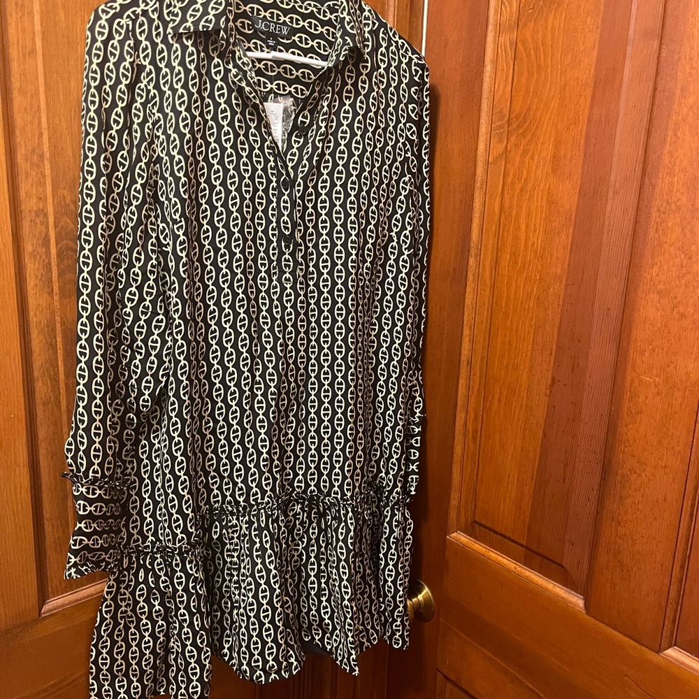 J. Crew Black and Cream Chain Pattern Shirt